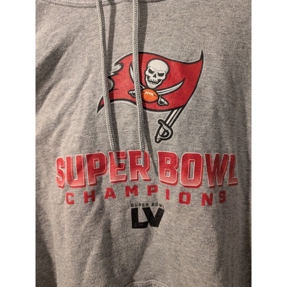 Tampa Bay Buccaneers Super Bowl LV Champions Hoodie Gray XL NFL Sweatshirt - Picture 9 of 10